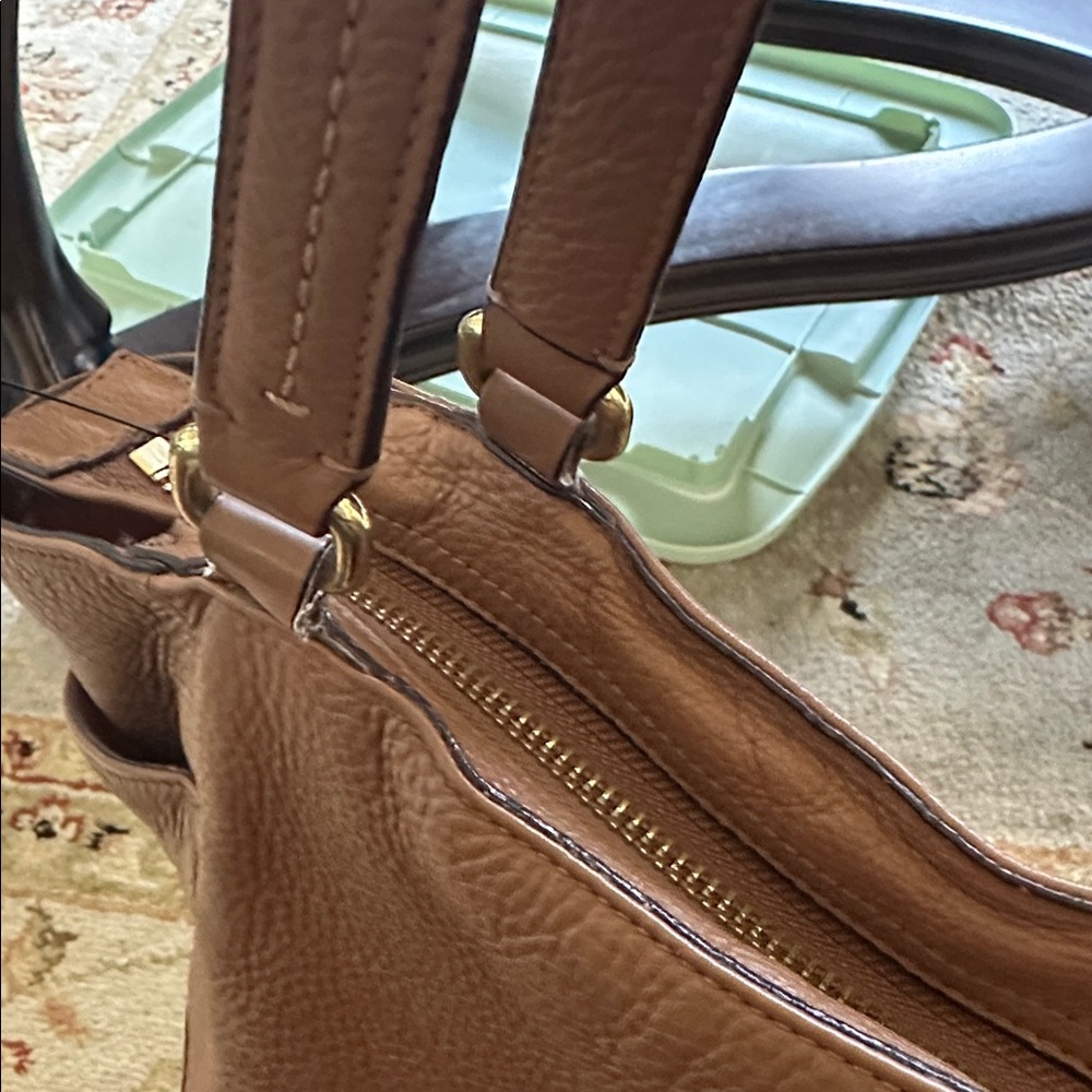Coach Park Carrie British Tan Leather Tote Bag Rehab Project - Picture 11 of 13